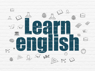 Learning concept: Learn English on wall background