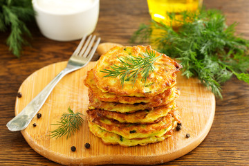 Vegetable fritters of zucchini.