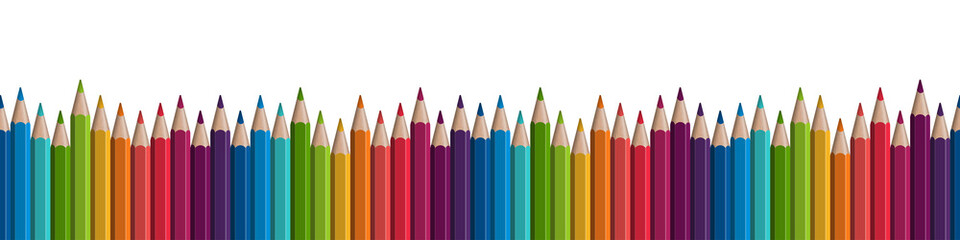 Fototapeta seamless colored pencils row obraz