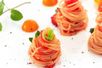 Cold Capellini tomato sauce with strawberry