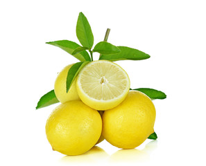 Fresh lemons on White ground