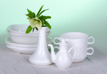 White crockery on a light background