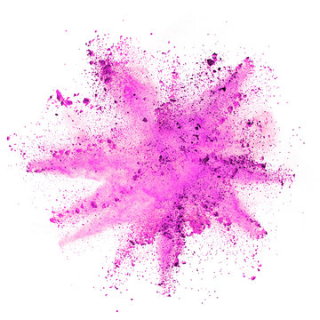 Explosion Of Pink Powder On White Background