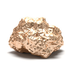 Gold nugget on a white background. 3d render