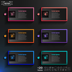 Vector infographic design list with colorful squares.