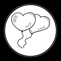 Simple doodle of heart shape balloons
