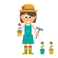 cartoon woman with apron and hat