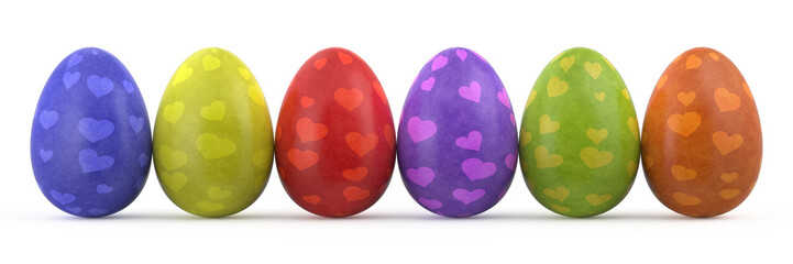 colorful easter eggs isolated on white background
