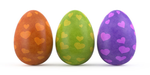 colorful easter eggs isolated on white background