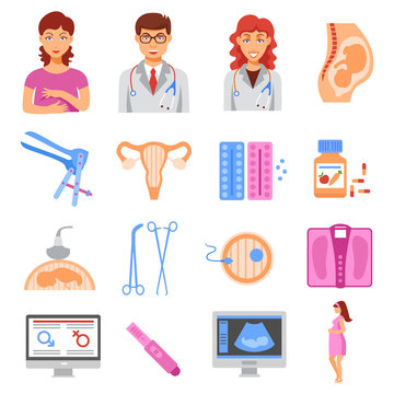 Obstetrics icons set