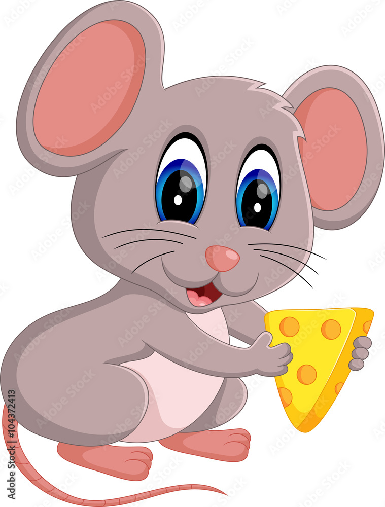 Wall mural illustration of Cute mouse cartoon