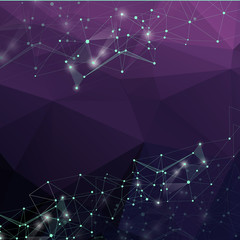 Abstract polygonal backgroun. Low poly design with connecting do