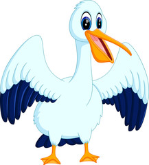 illustration of cute pelican cartoon