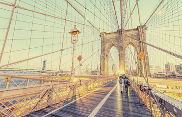 Vintage photo of Brooklyn Bridge in New York City