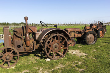 Fototapeta na wymiar Old tractors on Saaremaa Island in Estonia
