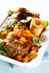 Osso buco beef with vegetables, Italien style