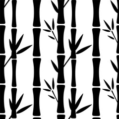 Seamless pattern with bamboo trees