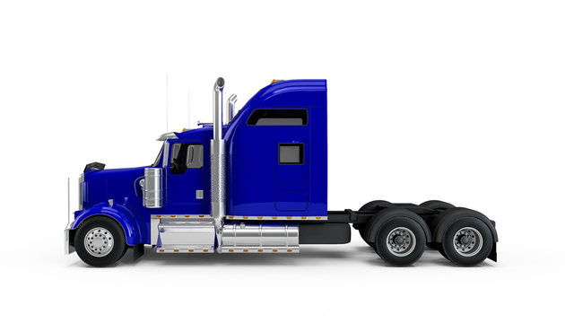 Navy Blue American Truck Isolated On White Background