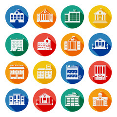 Fototapeta premium Government Buildings Flat Icons 