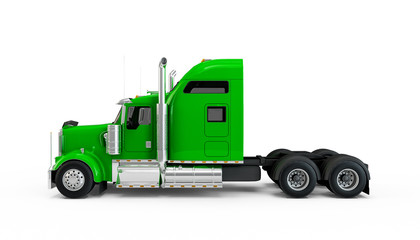 Lime green american truck isolated on white background