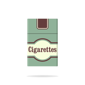 Cigarettes pack flat icon. Closed pack of cigarettes. Green cigarettes pack. Cigarettes pack vector illustration. Vintage cigarettes pack. Flat design