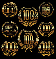 Anniversary golden laurel wreath retro vintage design 100 years