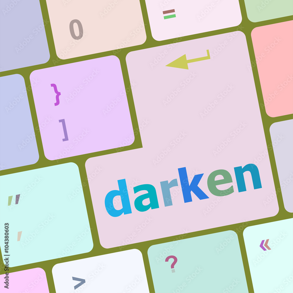 Poster darken word on computer keyboard key vector illustration