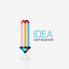 Logo, vector light bulb abstract linear geometric business icon. Idea concept