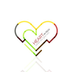 Logo love heart, abstract linear geometric business icon