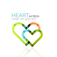 Logo love heart, abstract linear geometric business icon