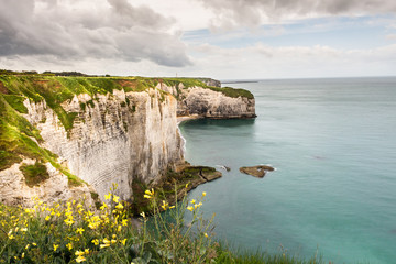 Landscape of rocky Atlantic coast of Normandy. France
