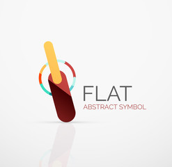 Logo - abstract minimalistic linear flat design. Business hi-tech geometric symbol, multicolored segments lines