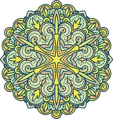 Abstract vector color round lace design - mandala, ethnic decora