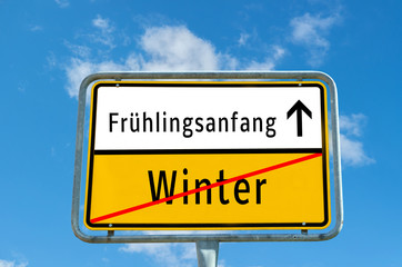 Ortstafel Frühlingsanfang/Winter