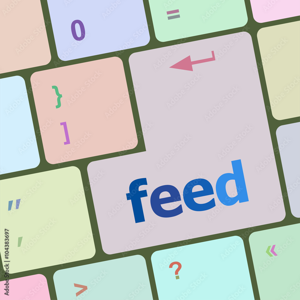 Poster computer white keyboard with feed. computer white keyboard with blue button feed vector illustration