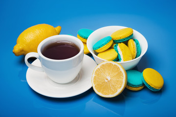 cup of tea and macaroons