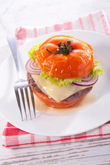 tomato with beef and cheese