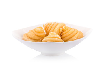 coconut flower sugar on white background