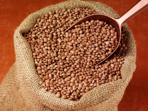 SACK OF BROWN MASOOR LENTILS