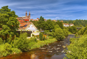 Obraz premium Beautiful panoramic view of the mountain village Forbach..Germany.Schwarzwald.