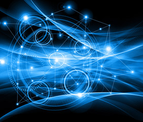 Best Internet Concept of global business.Technological background. Rays  symbols Wi-Fi,  of the Internet, television, mobile and satellite communications