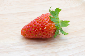 Fresh strawberry in wooden dish concept