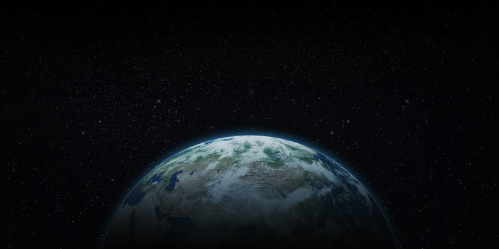 Earth seen from space (3D illustration with copy space)