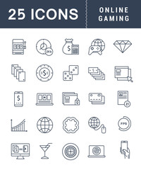Set Vector Flat Line Icons Online Gaming