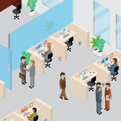 3D Business People In Office - Vector Illustration