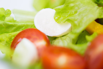 close up of vegetable salad with mozzarella cheese