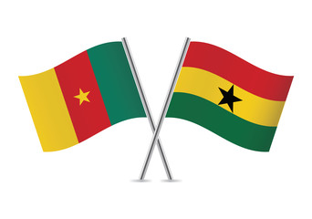 Cameroonian and  Ghanaian flags. Vector illustration.