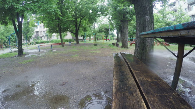 Rain on wooden table