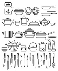 kitchen tools and utensils. Vector illustration