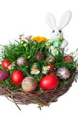 Fototapeta na wymiar Easter basket isolated on white.